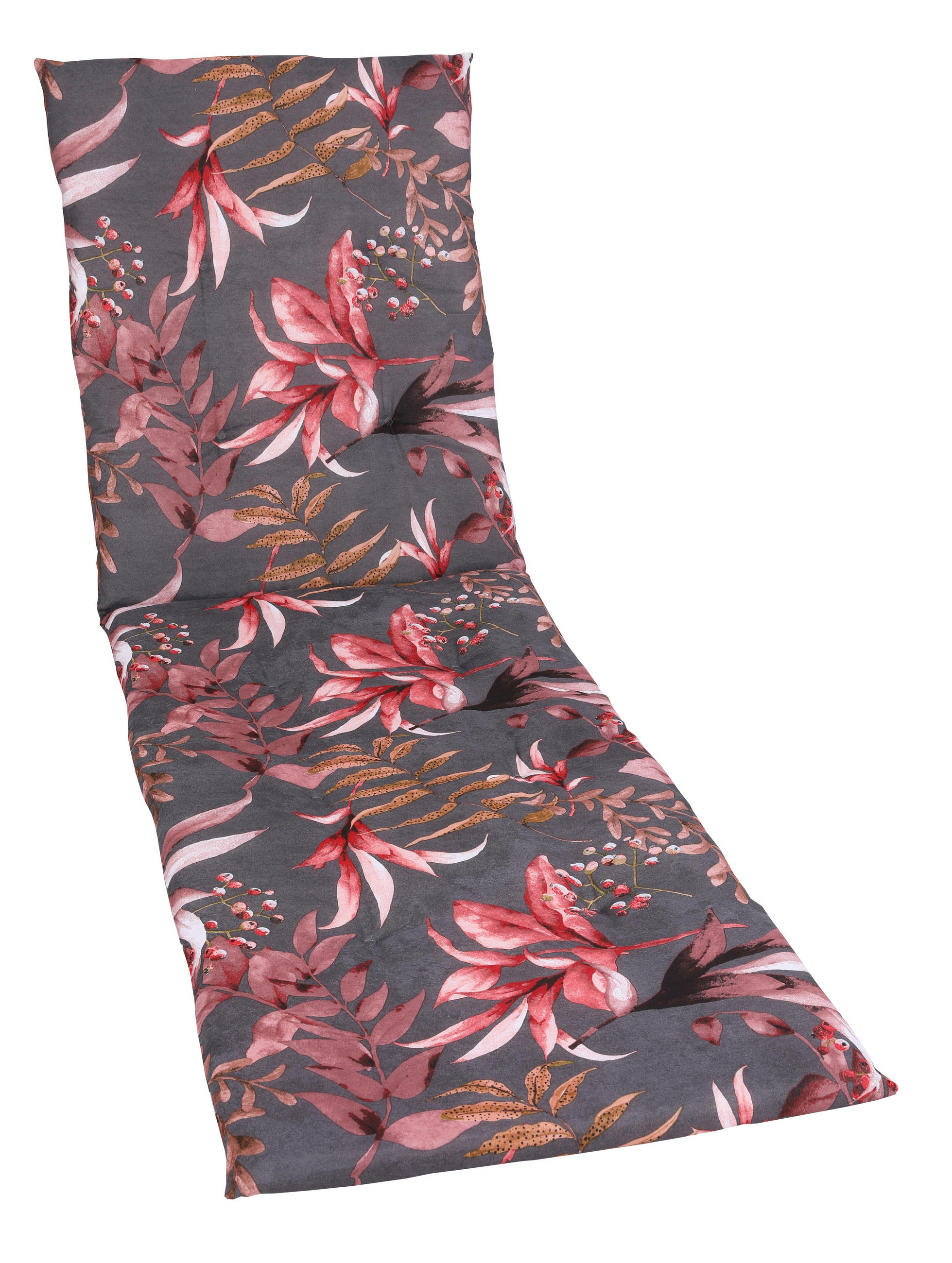 NAPOZÓÁGYPÁRNA antracit, barna, rózsaszín levelek  - barna/rózsaszín, Design, textil (58/5/188cm) - Ambia Garden