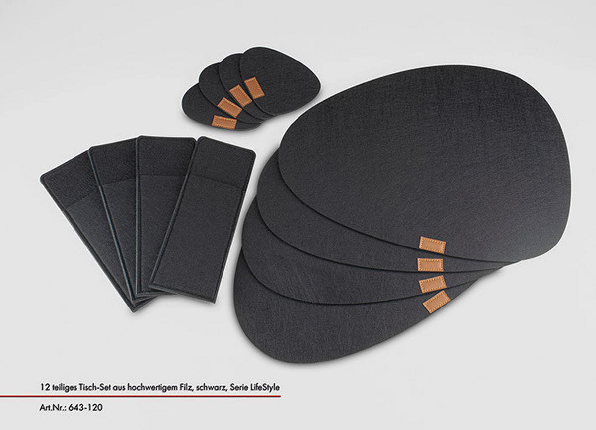 ÉTKEZŐALÁTÉT textil  - fekete, Lifestyle, textil (43,5/33/3,5cm) - Justinus