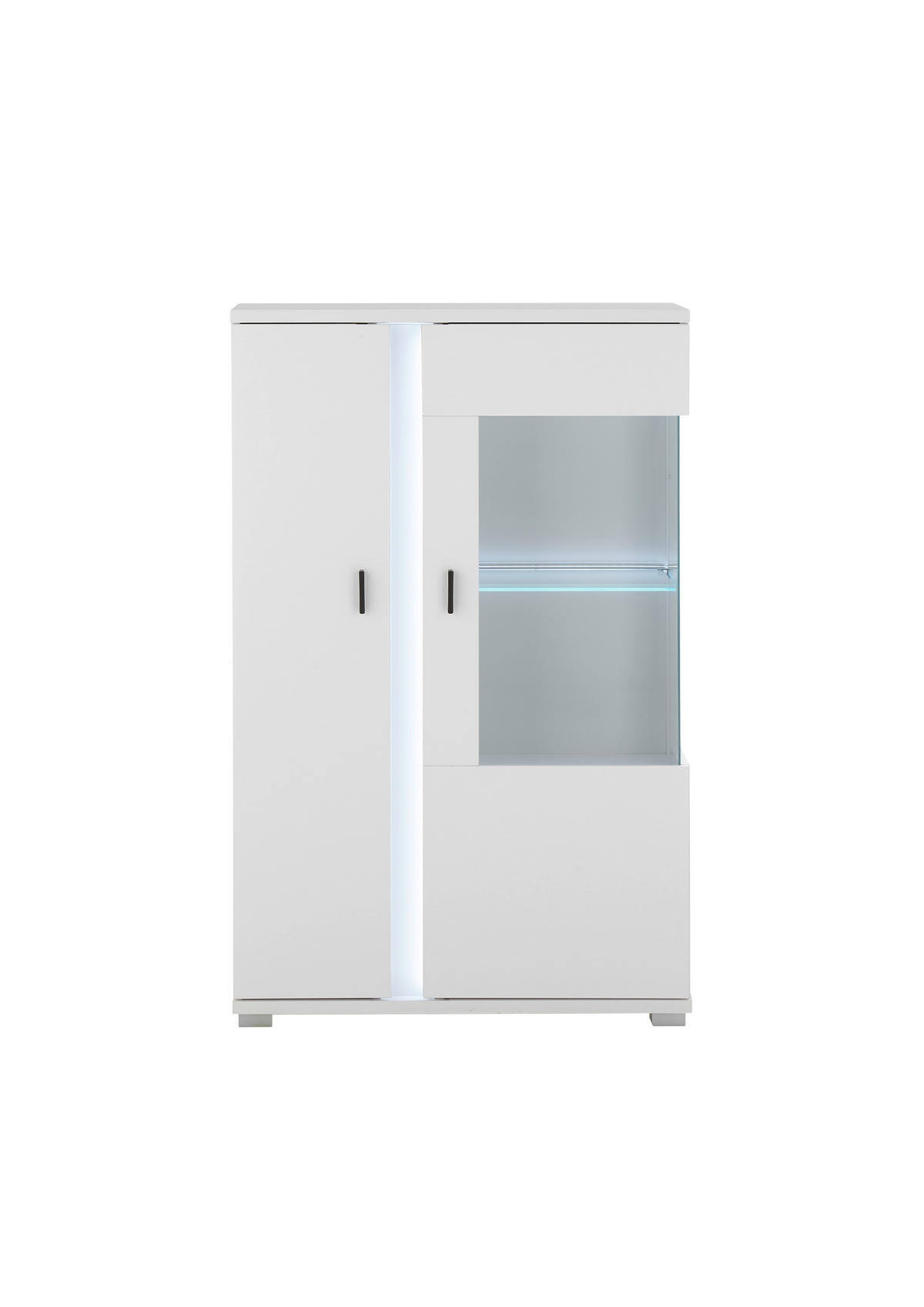 VITRINE in Weiß  - Silberfarben/Schwarz, Design, Glas/Holzwerkstoff (80/125/35cm) - MID.YOU