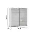 SCHWEBETÜRENSCHRANK 226/223/68 cm 2-türig Weiß, Seidengrau  - Seidengrau/Alufarben, Design, Glas/Holzwerkstoff (226/223/68cm) - Xora