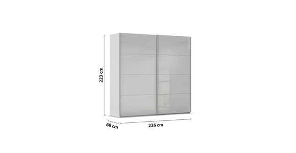 SCHWEBETÜRENSCHRANK 226/223/68 cm 2-türig Weiß, Seidengrau  - Seidengrau/Alufarben, Design, Glas/Holzwerkstoff (226/223/68cm) - Xora