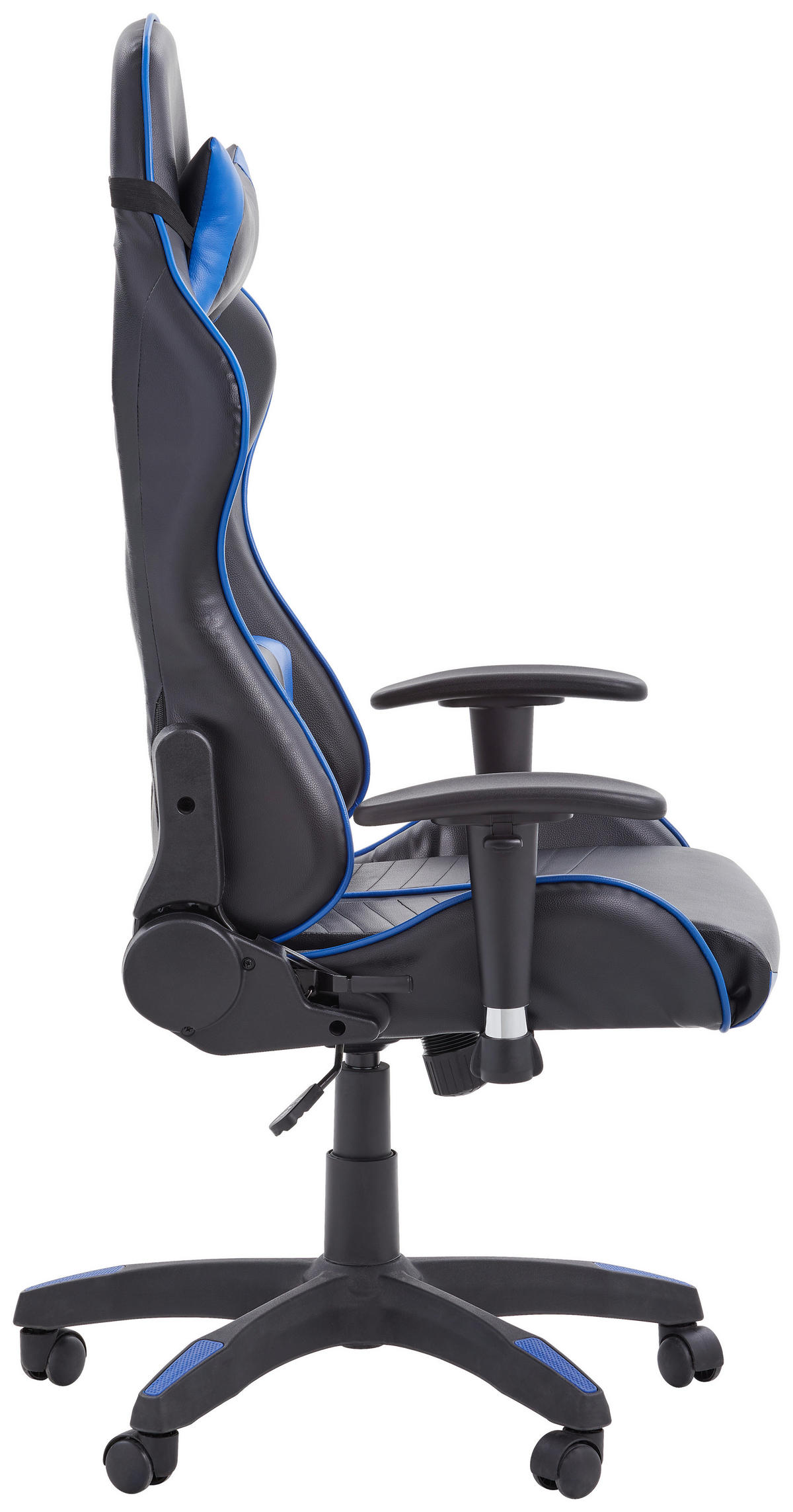 GAMINGSTUHL  in Lederlook Blau, Schwarz  - Blau/Schwarz, Design, Kunststoff/Textil (68,5/128-136/57cm) - Carryhome
