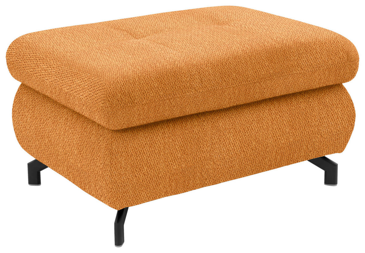 ECKSOFA in Chenille Orange  - Schwarz/Orange, Design, Textil/Metall (310/220cm) - Beldomo Style
