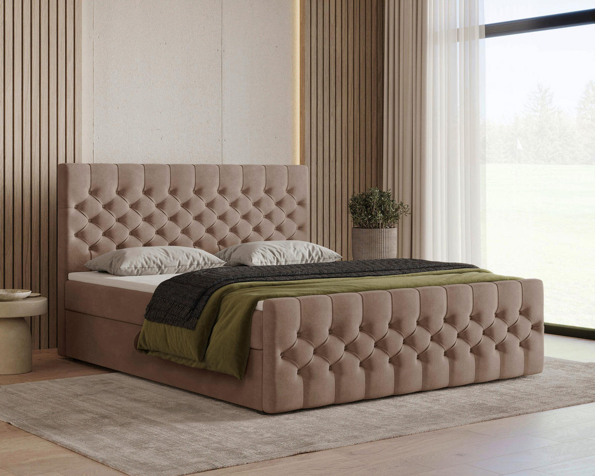 BOXBETT 180/200 cm  in Cappuccino  - Schwarz/Cappuccino, KONVENTIONELL, Holz/Textil (180/200cm) - Chameo