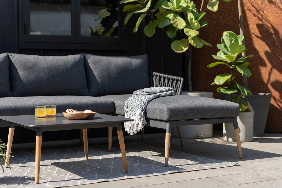 LOUNGESOFA  - Grau/Teakfarben, Design, Holz/Textil (242/164,5cm) - Ambia Garden