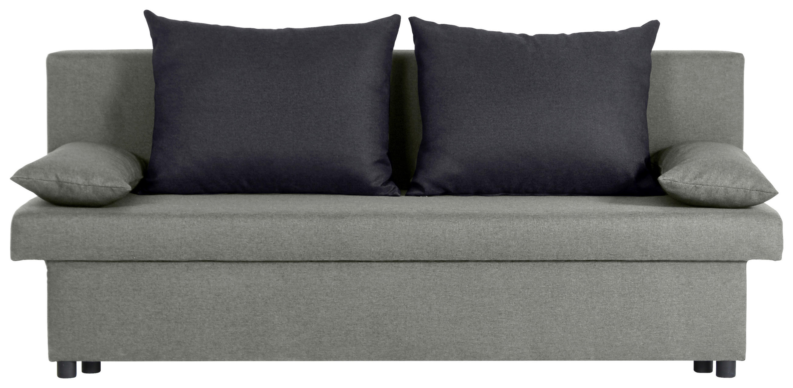 SCHLAFSOFA NEO Webstoff Grau, Dunkelgrau  inkl. Rückenkissen, Armlehnenkissen, Bettkasten  - Dunkelgrau/Schwarz, Basics, Kunststoff/Textil (192/82/82cm) - P & B