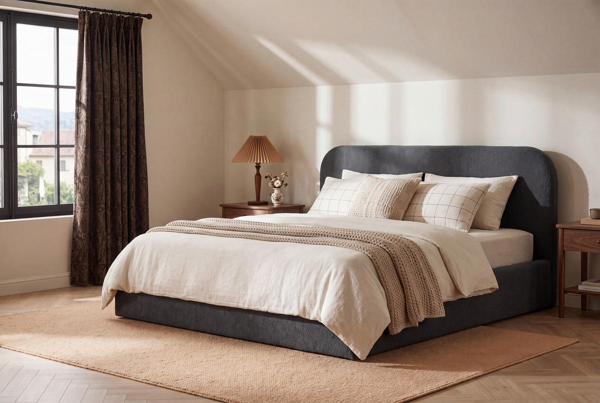 POLSTERBETT Lattenrost, Bettkasten Grau 140/200 cm  - Schwarz/Naturfarben, MODERN, Holz/Kunststoff (140/200cm) - Livetastic