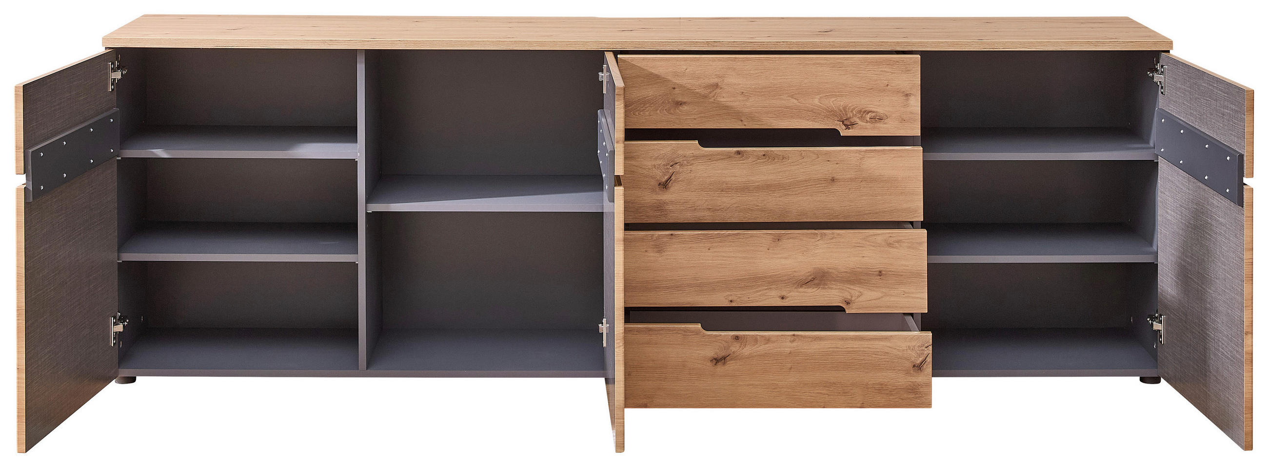 SIDEBOARD  in 165/82/44 cm  - Schwarz/Graphitfarben, Trend, Holzwerkstoff/Kunststoff (165/82/44cm) - Carryhome