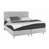 BOXSPRINGBETT 180/200 cm,  in Anthrazit, Grau, Matratze, Topper, H2 = mittel  - Anthrazit/Alufarben, Design, Holz (180/200cm) - Livetastic