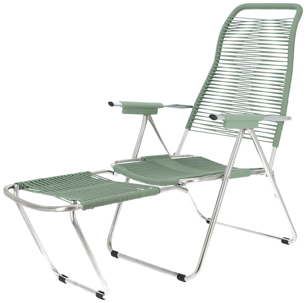 GARTEN-RELAXSESSEL 60/110/48 cm  - Edelstahlfarben/Salbeigrün, Design, Kunststoff/Metall (60/110/48cm) - Jan Kurtz