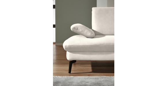 ECKSOFA in Chenille, Mikrofaser Creme 299/157 cm - Creme/Schwarz, Design, Textil/Metall (299/157cm) - Dieter Knoll