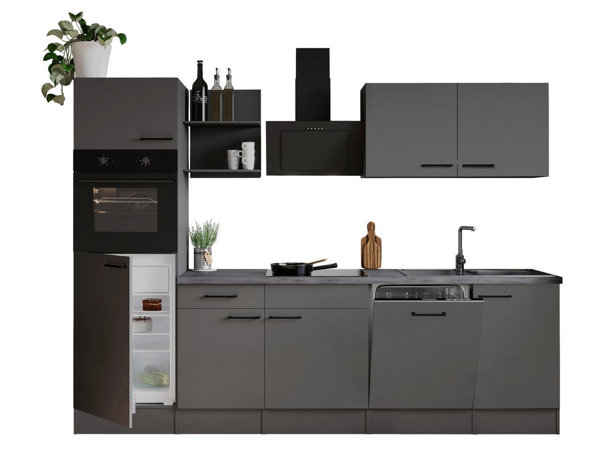 MODULKÖK 280 cm   i grå  - grå, Trend, metall/trämaterial (280cm) - Respekta