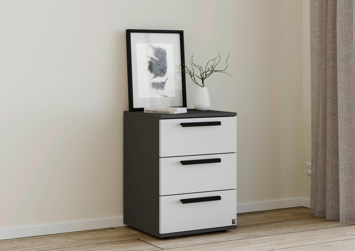 NACHTSCHRANK 46/48,6/46 cm furniert  - Dunkelgrau/Anthrazit, Design, Holzwerkstoff/Metall (46/48,6/46cm) - Musterring