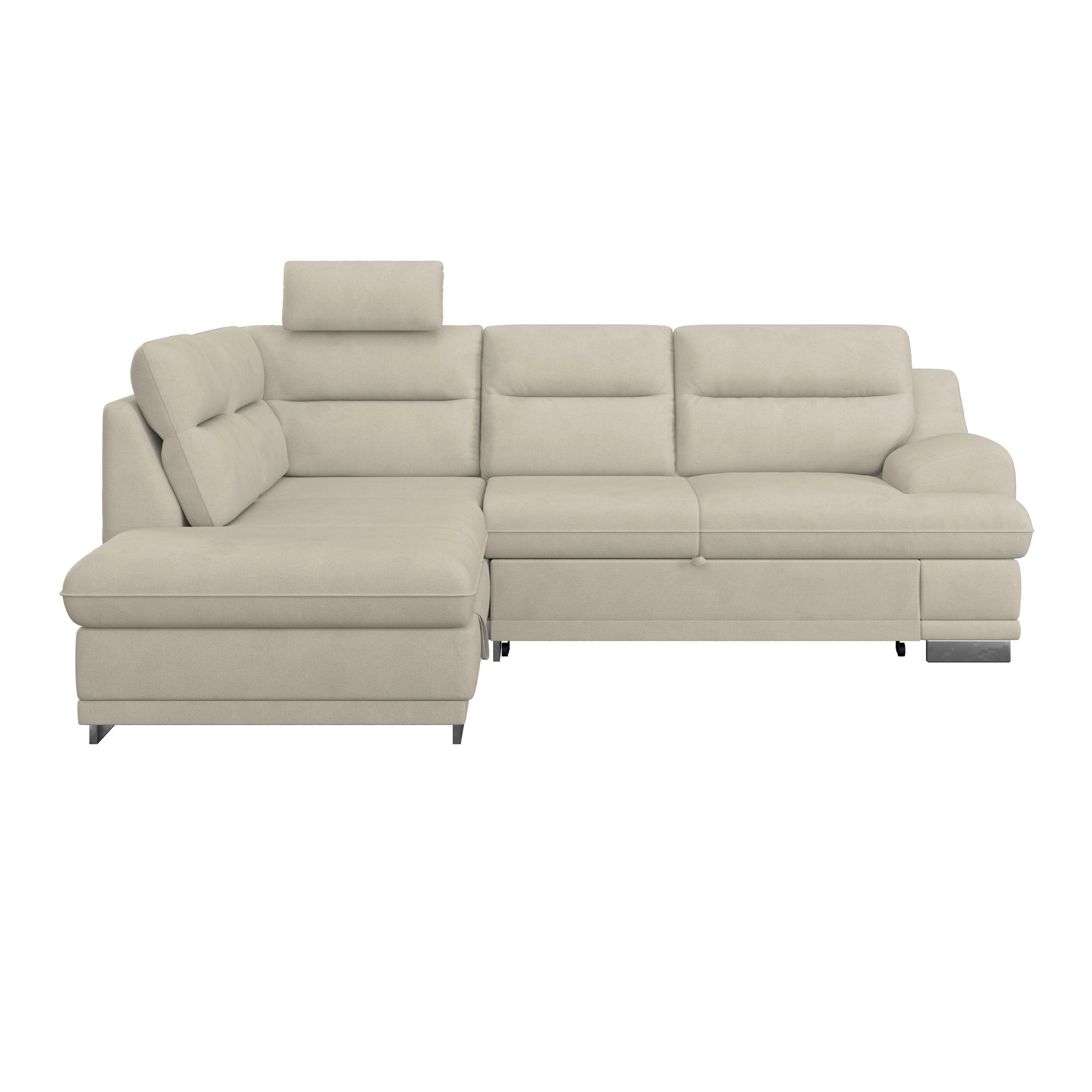 WOHNLANDSCHAFT Platinfarben Velours  - Platinfarben/Chromfarben, KONVENTIONELL, Textil/Metall (217/264cm) - MID.YOU