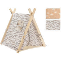 TIERZELT - Schwarz Hochglanz/Koralle, Trend, Holz/Textil (50/60/55cm)