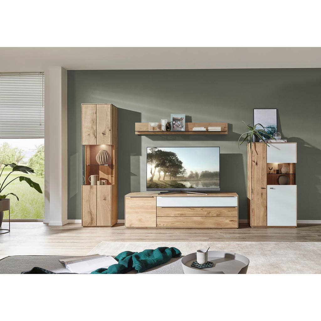 Thumbnail - Waldwelt Lowboard, Weiß, Eiche, Metall, Eiche, furniert, massiv, 1 Schublade(n) Schubladen, 182x54x50 cm, Beimöbel erhäl...