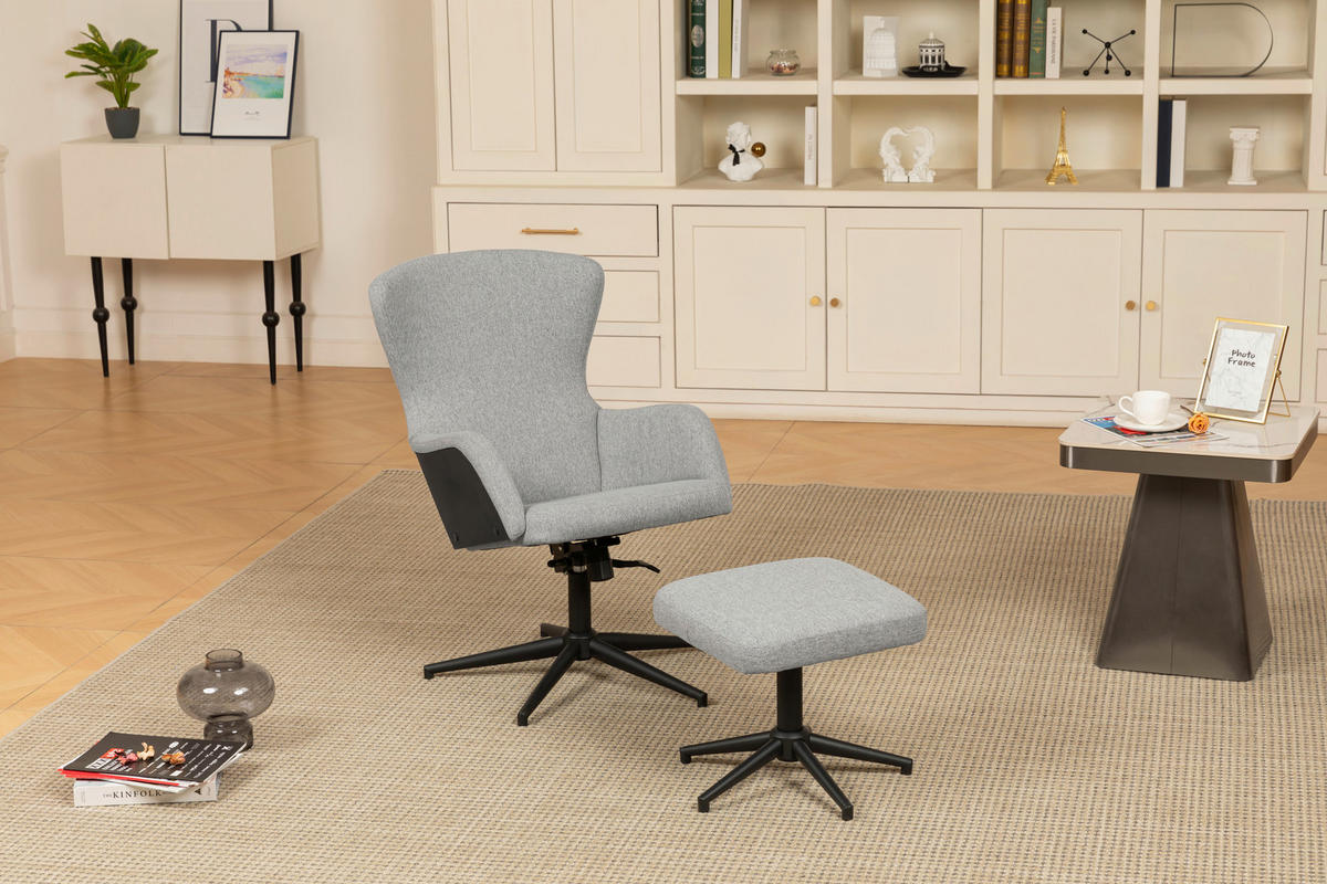 RELAXSESSEL Flachgewebe Hocker    - Schwarz/Grau, Design, Kunststoff/Textil (62/99/71cm) - MID.YOU