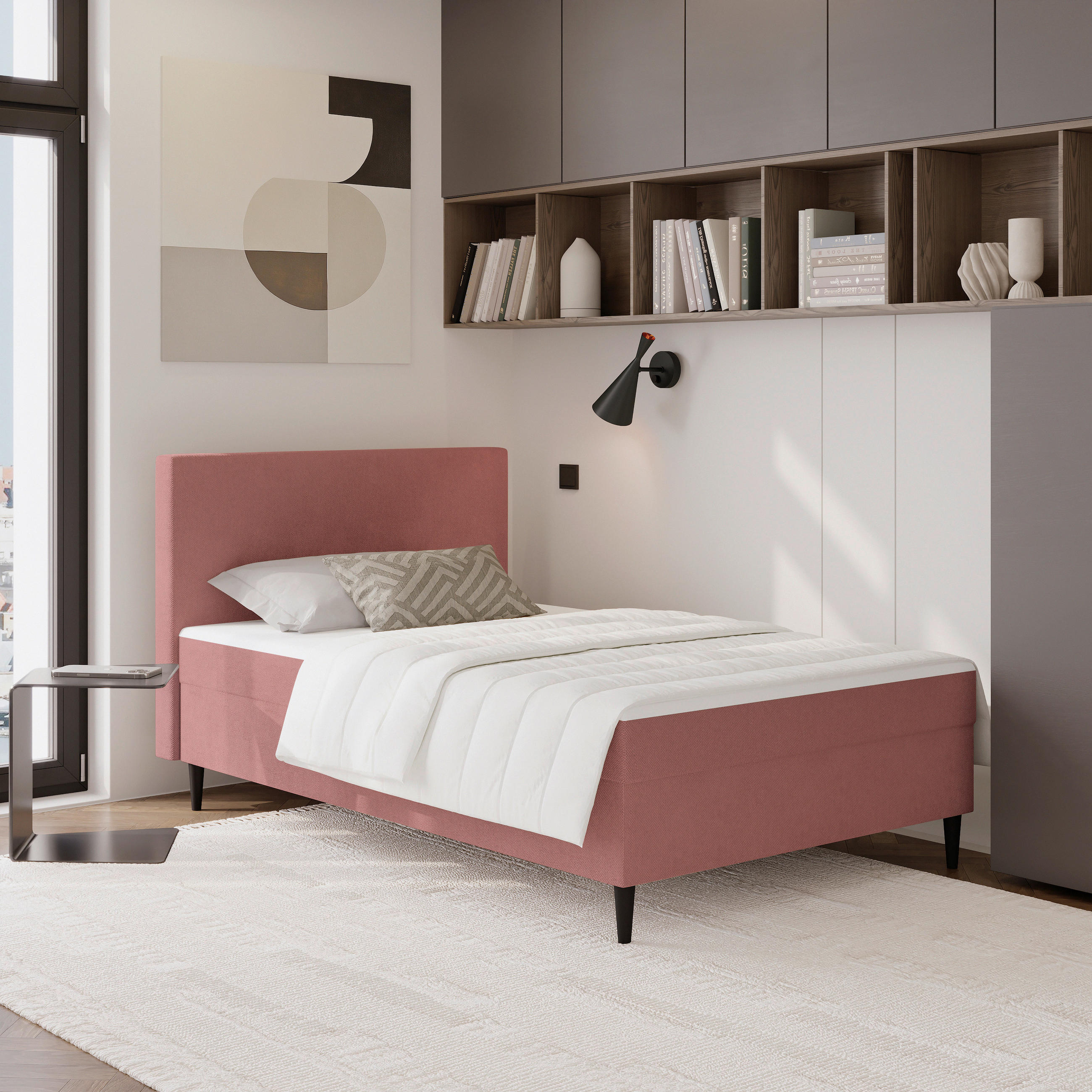 PAT TIP BOXSPRING FĂRĂ ARCURI 120/200 cm in roz