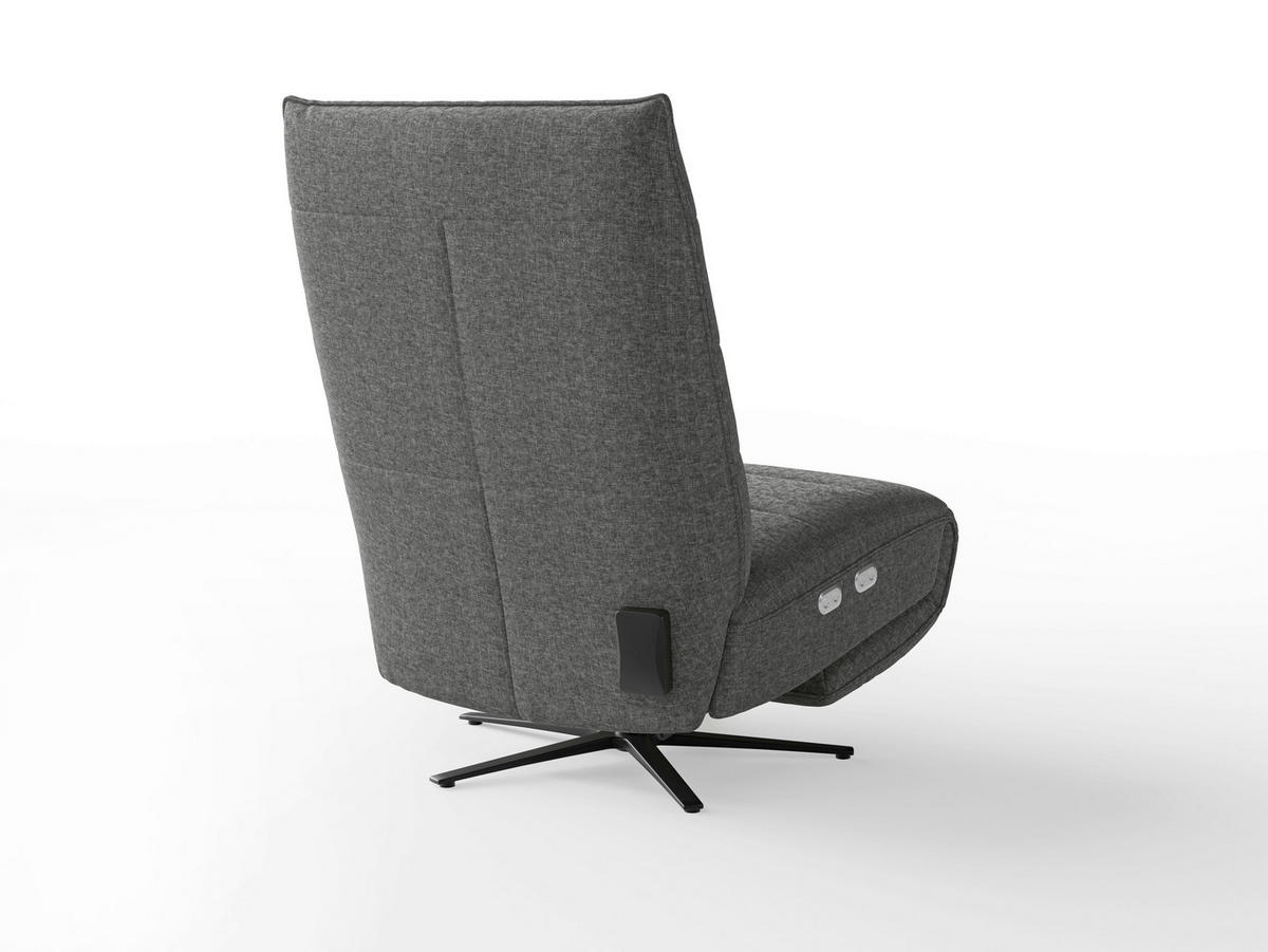 RELAXSESSEL EVE E Chenille Kopfteilverstellung, Rücken echt    - Anthrazit/Schwarz, Basics, Textil/Metall (80/109/98cm) - Sit & More