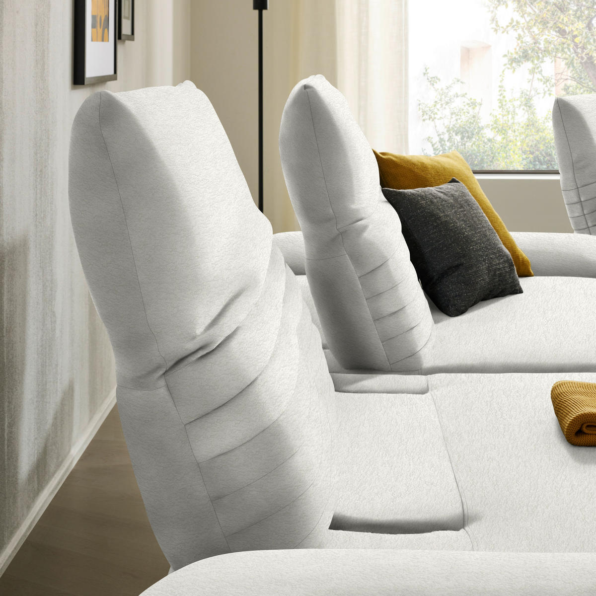 ECKSOFA  in Teddystoff Weiß  170-195/280 cm  - Schwarz/Weiß, Design, Textil/Metall (170-195/280cm) - Dieter Knoll