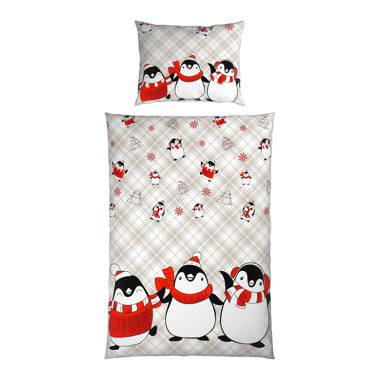 BETTWÄSCHESET 2-teilig Flanell 160/210 cm  - Rot/Grau, Textil (160/210cm) - X-Mas