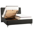POLSTERBETT Matratze, Lattenrost, Topper Anthrazit 160/200 cm  - Anthrazit/Schwarz, KONVENTIONELL, Leder/Holz (160/200cm) - Novel
