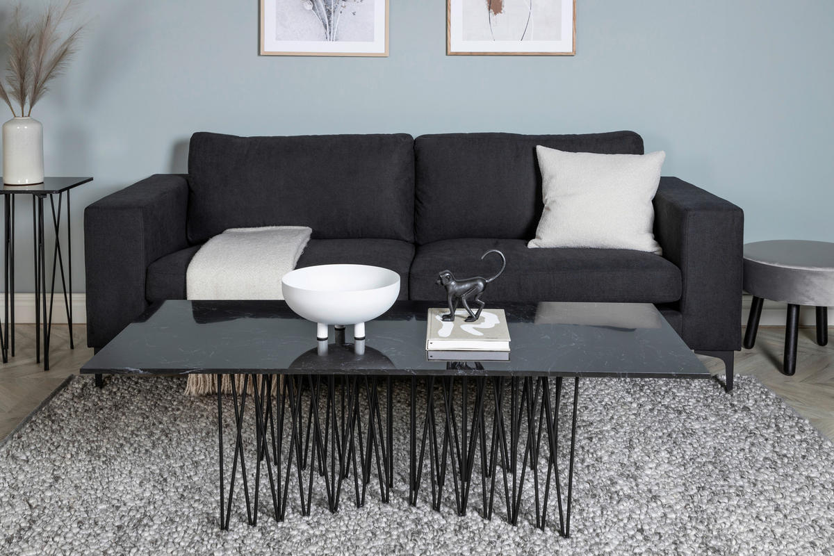 2-SITZER-SOFA Schwarz  - Schwarz, Design, Kunststoff/Textil (215/84/88cm) - Livetastic