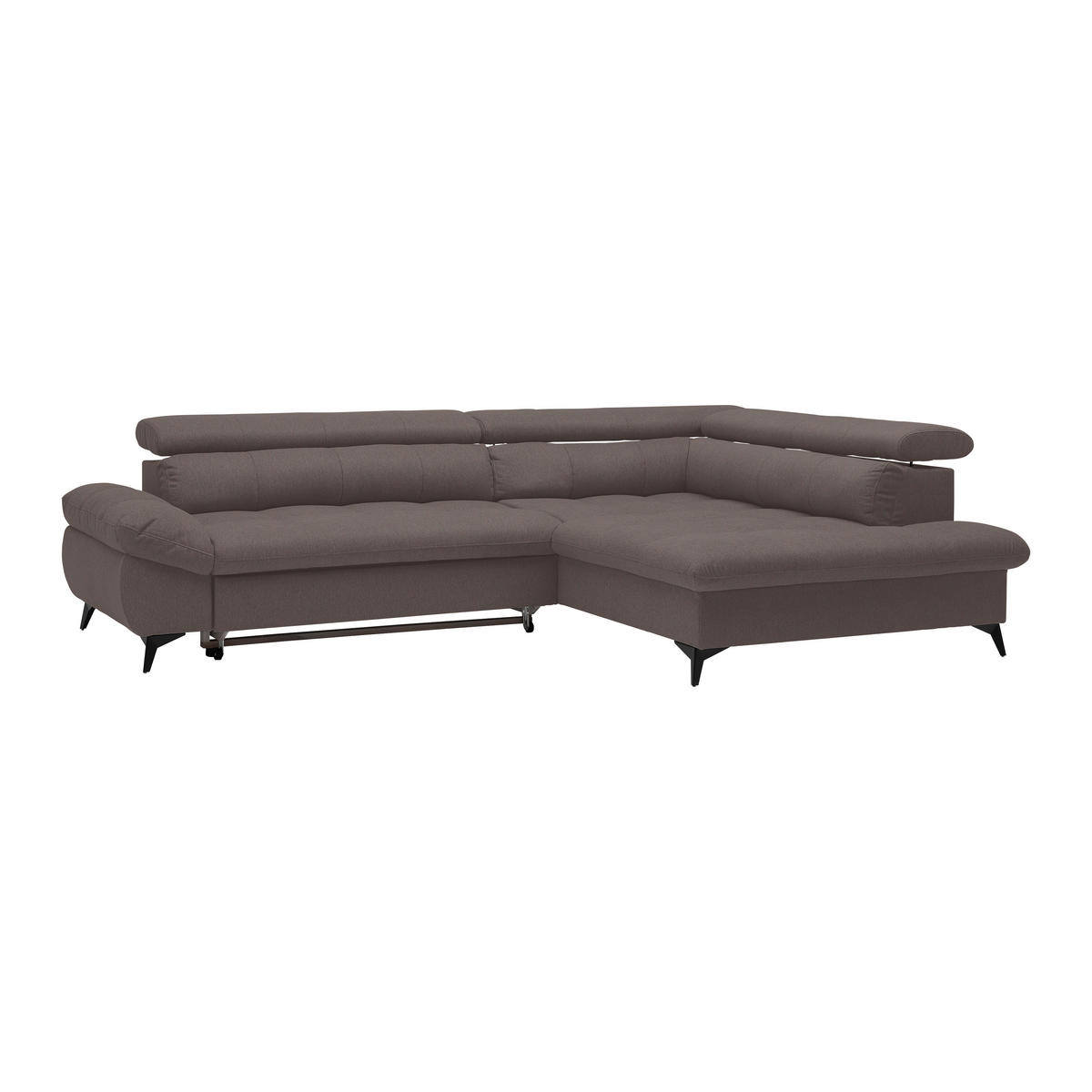 ECKSOFA in Chenille Graphitfarben  - Schwarz/Graphitfarben, Modern, Textil/Metall (296/201cm) - Livetastic