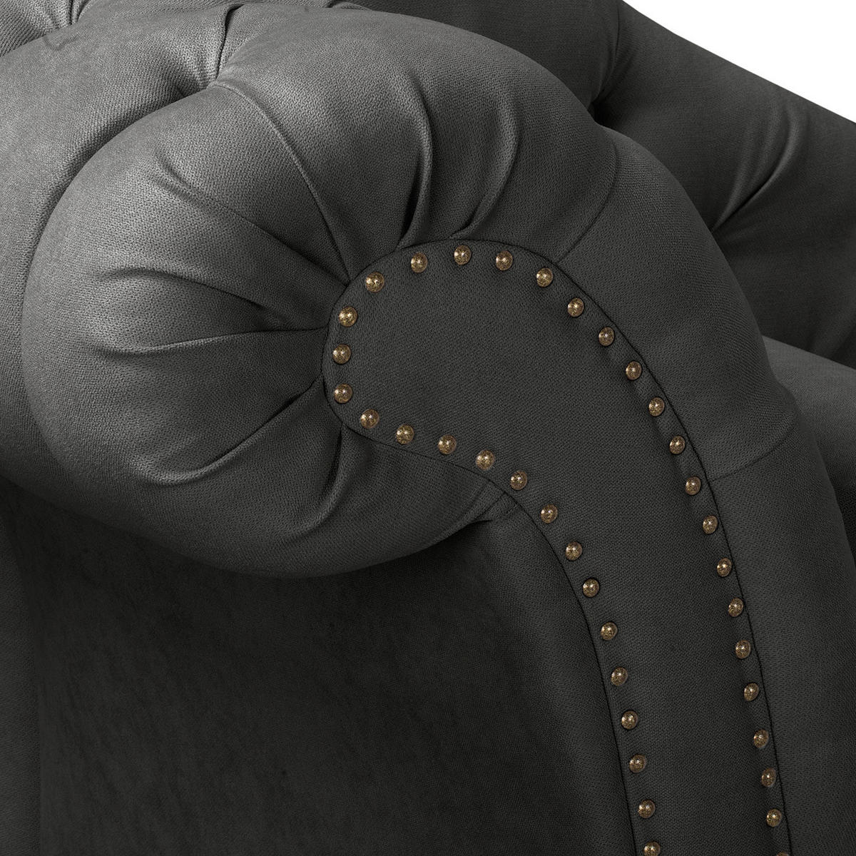 RÉCAMIERE Pako in Mikrofaser Dunkelgrau  - Dunkelgrau/Braun, Design, Holz/Textil (185/93/75cm) - Livetastic