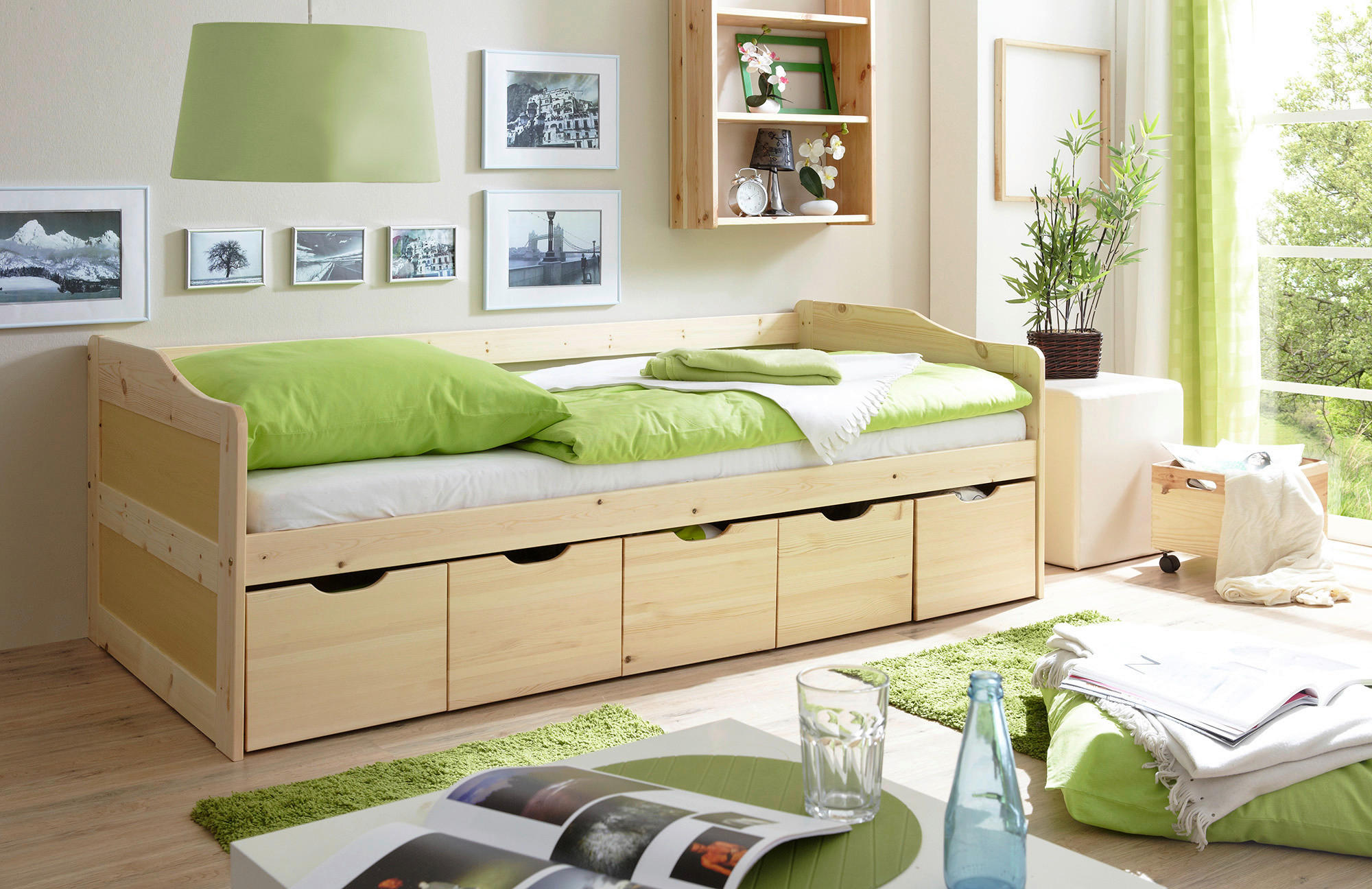 STAURAUMBETT 90/200 cm  in Kieferfarben  - Kieferfarben, MODERN, Holz (90/200cm) - MID.YOU