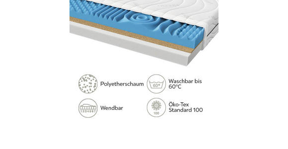 KOMFORTSCHAUMMATRATZE 90/200 cm Höhe ca. 18 cm - KONVENTIONELL, Textil (90/200cm) - Sleeptex