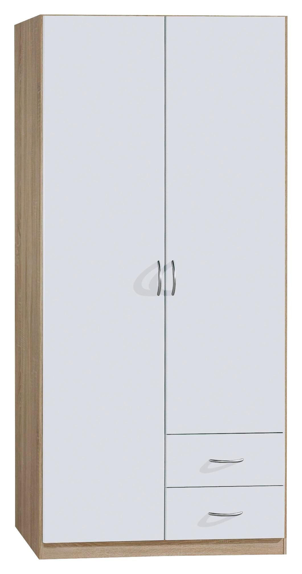 DREHTÜRENSCHRANK 91/197/54 cm 2-türig  - Silberfarben/Weiß, Design, Holzwerkstoff/Kunststoff (91/197/54cm) - Boxxx