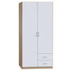 DREHTÜRENSCHRANK in Weiss, Sonoma Eiche  - Weiss/Silberfarben, Design, Holzwerkstoff/Kunststoff (91/197/54cm) - Boxxx