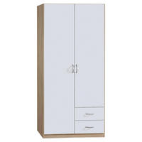 DREHTÜRENSCHRANK in Weiss, Sonoma Eiche  - Weiss/Silberfarben, Design, Holzwerkstoff/Kunststoff (91/197/54cm) - Boxxx