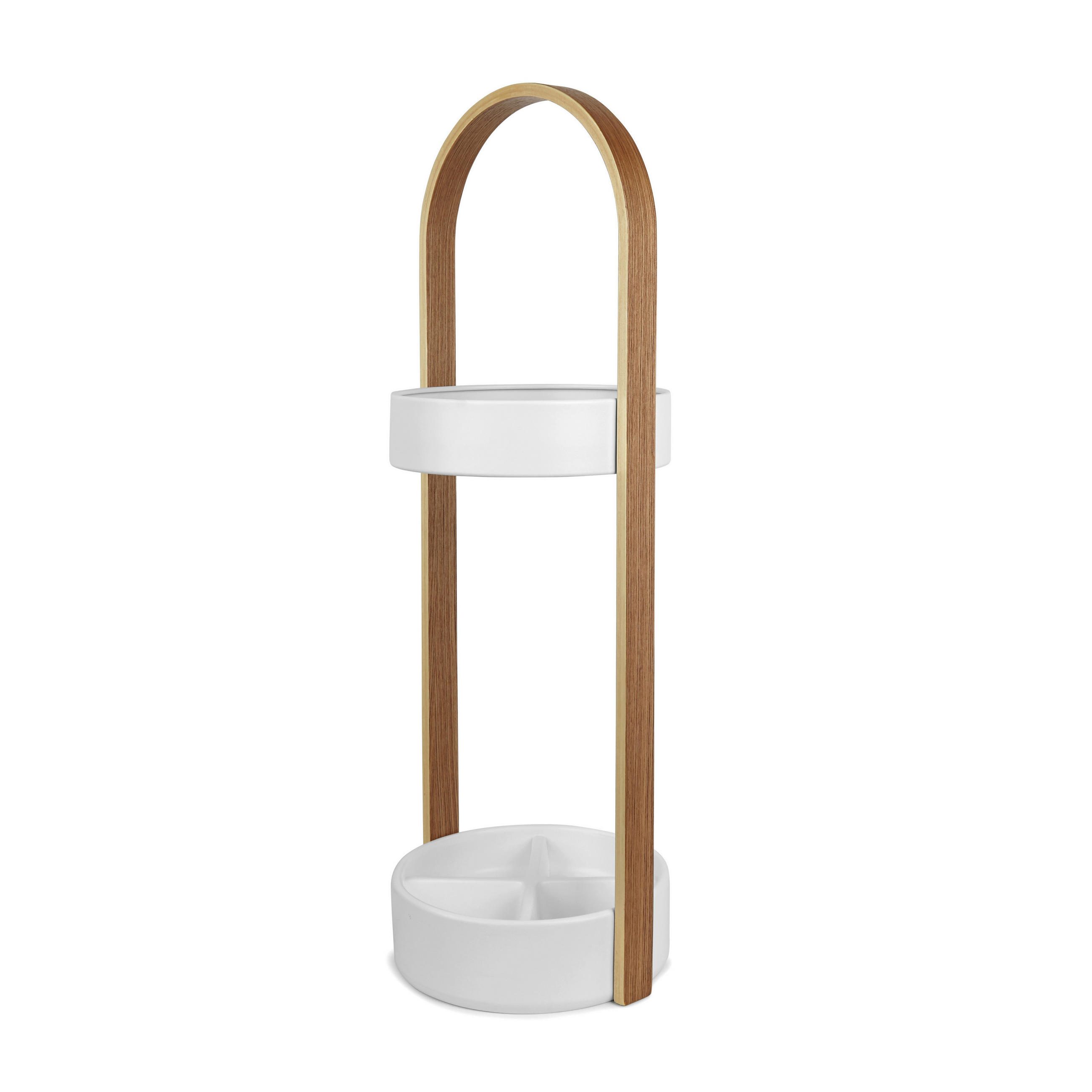 STOJAN NA DEŠTNÍKY, bílá, barvy jasanu - bílá/barvy jasanu, Basics, kov/dřevo (24/68/22cm) - Umbra