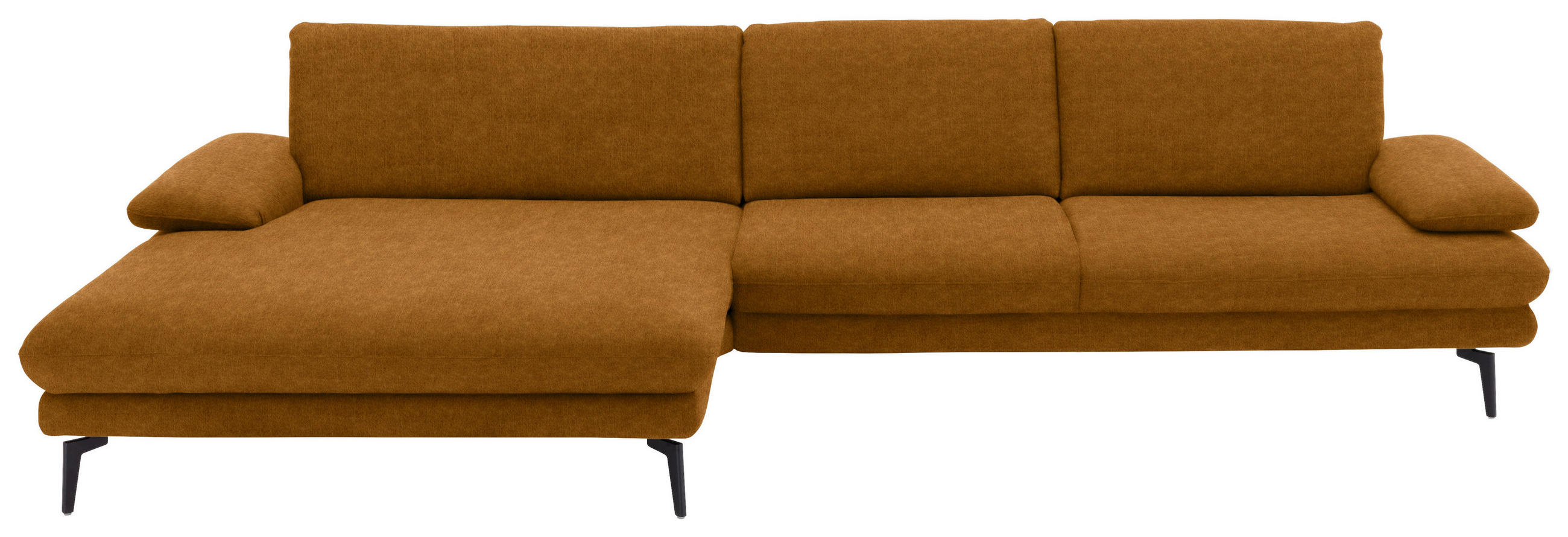 ECKSOFA in Velours Cognac  - Cognac/Schwarz, Design, Textil/Metall (180/310cm) - Dieter Knoll
