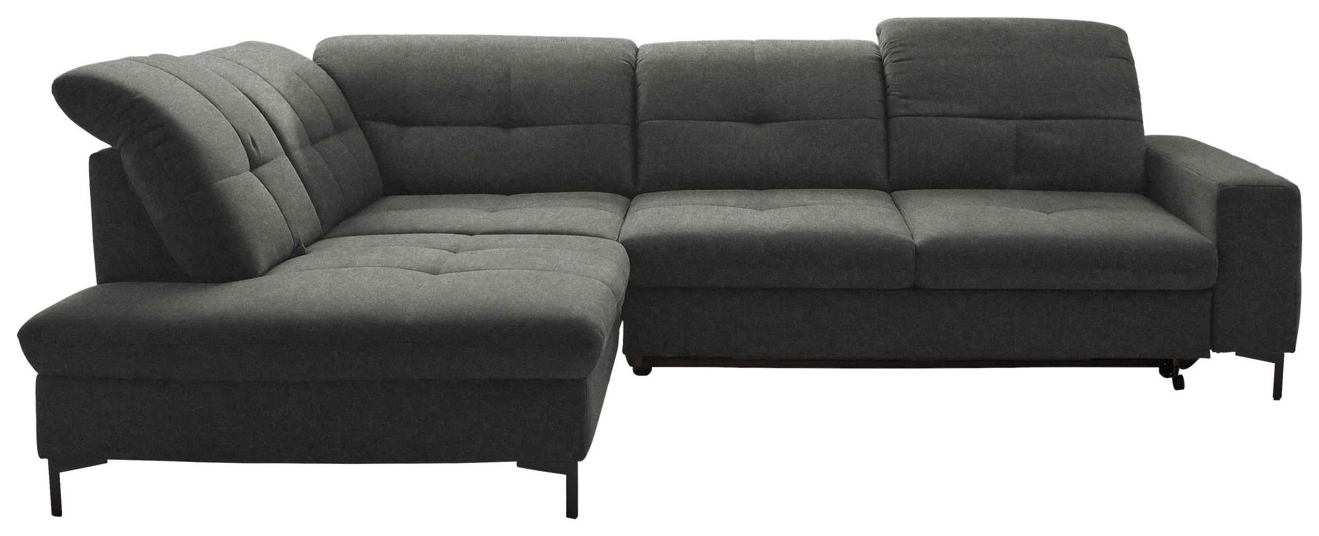 ECKSOFA in Chenille Dunkelgrau  - Dunkelgrau/Schwarz, Design, Textil/Metall (240/308cm) - Xora