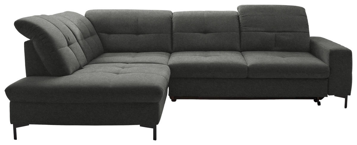 ECKSOFA in Chenille Dunkelgrau  240/308 cm  - Dunkelgrau/Schwarz, Design, Textil/Metall (240/308cm) - Xora