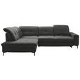 ECKSOFA in Chenille Dunkelgrau  240/308 cm  - Dunkelgrau/Schwarz, Design, Textil/Metall (240/308cm) - Xora