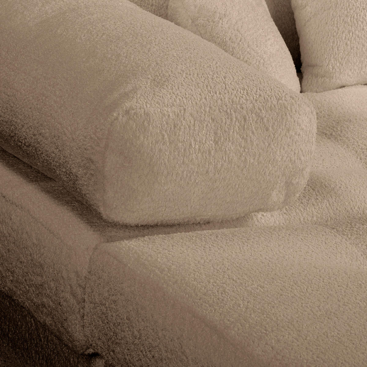 ECKSOFA Naomi in Chenille Hellbraun Rückenkissen  243/284 cm  - Hellbraun/Schwarz, Design, Kunststoff/Textil (243/284cm) - P & B