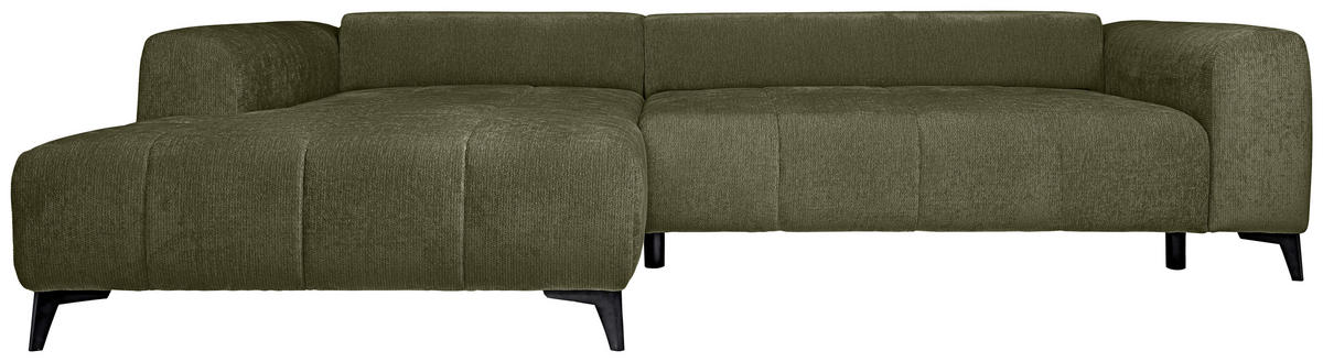 HÖRNSOFFA i chenille olivgrön  - olivgrön/svart, Klassisk, textil/plast (222/279cm) - MID.YOU