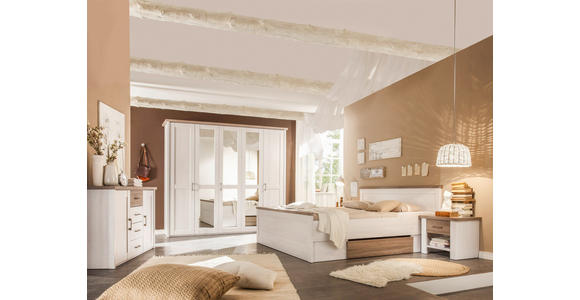 BETTANLAGE 180/200 cm in Weiß, Trüffeleichefarben - Trüffeleichefarben/Weiß, LIFESTYLE, Holzwerkstoff (180/200cm) - Carryhome
