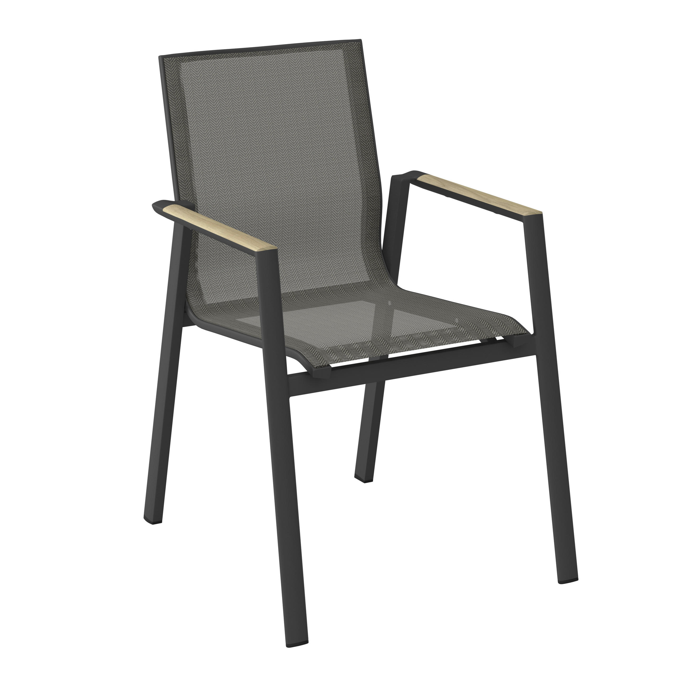 STAPELSESSEL Teakholz Aluminium Anthrazit  - Anthrazit/Teakfarben, Design, Holz/Textil (57,5/88/67cm) - Amatio