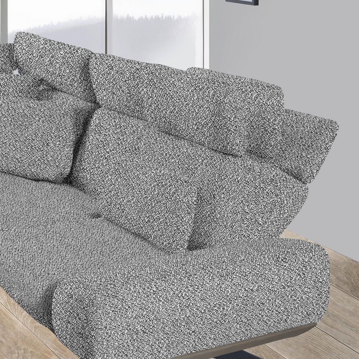 ECKSOFA in Flachgewebe Anthrazit, Weiß  239/270 cm  - Anthrazit/Schwarz, Design, Textil/Metall (239/270cm) - Koinor
