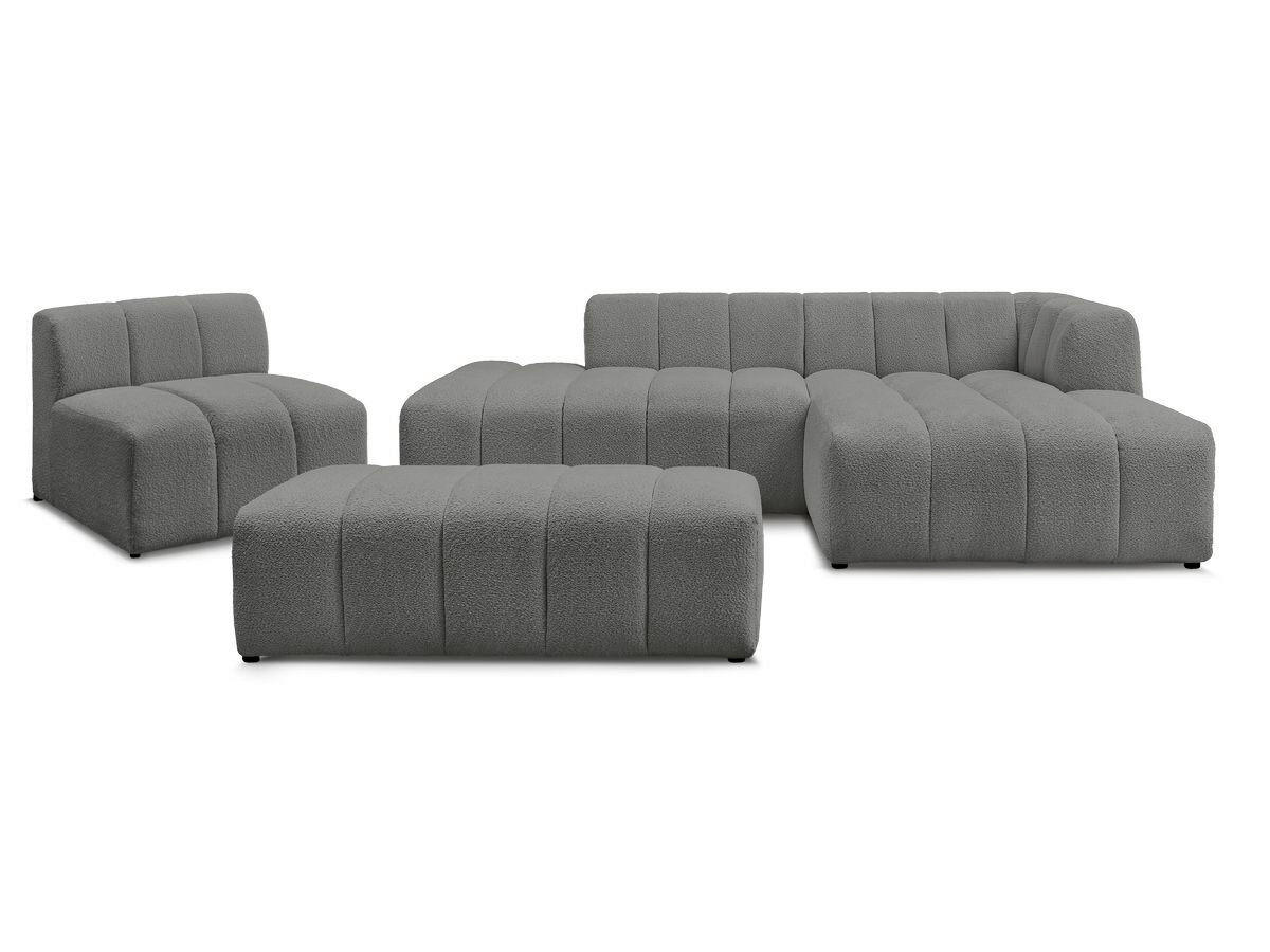 ECKSOFA Ottomane rechts  ANNECY Dunkelgrau Bouclé  - Dunkelgrau/Schwarz, MODERN, Kunststoff/Textil (262/170cm)