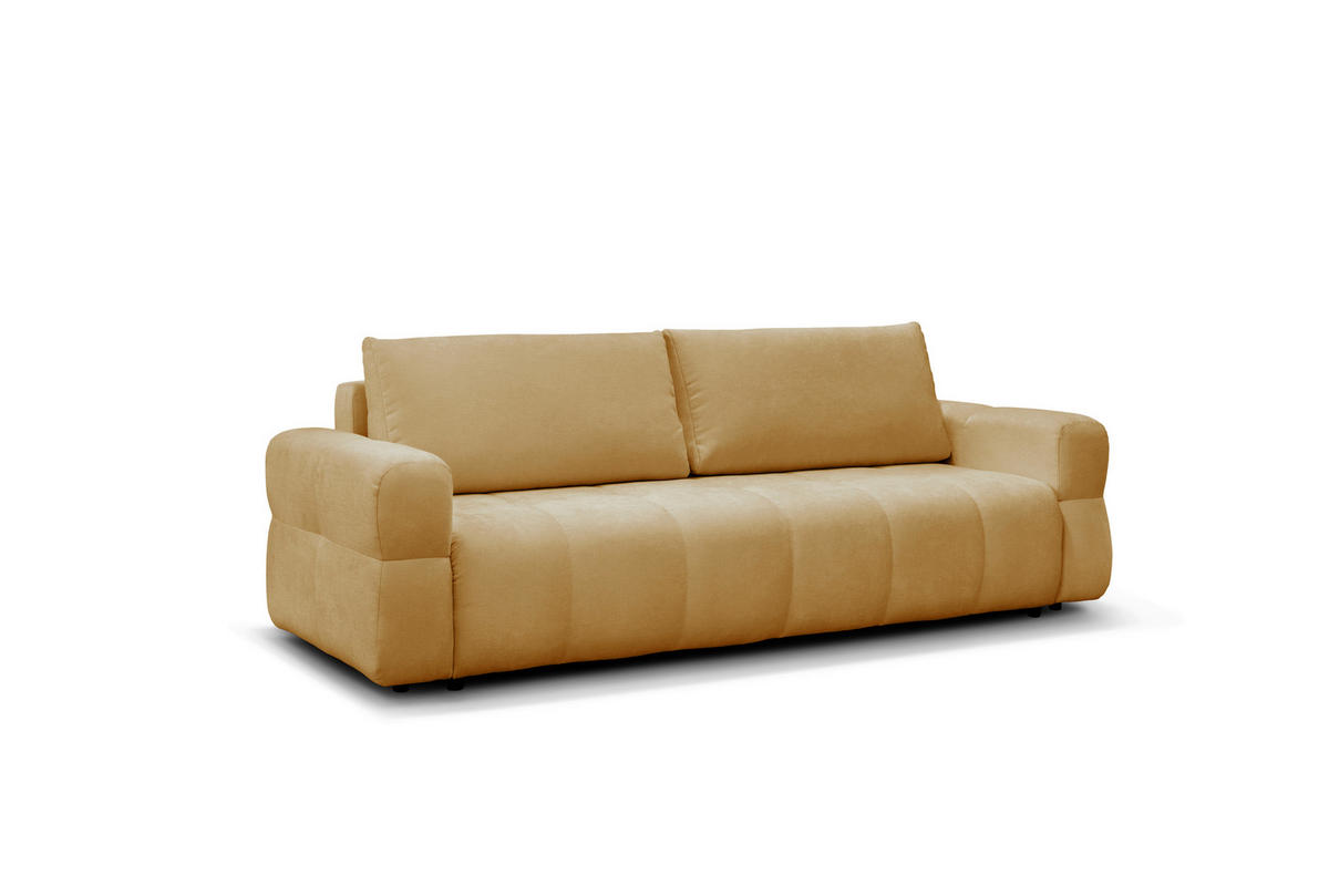 SCHLAFSOFA LOTTA  mit Chenille Senfgelb  - Senfgelb/Schwarz, Design, Textil (248/90/105cm) - MID.YOU