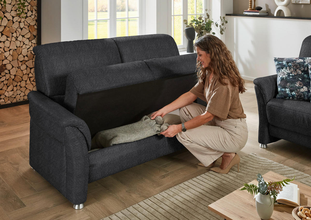 SITZGARNITUR Flachgewebe Schwarz  - Alufarben/Schwarz, Konventionell, Textil/Metall (198/172/96/93cm) - Beldomo Premium