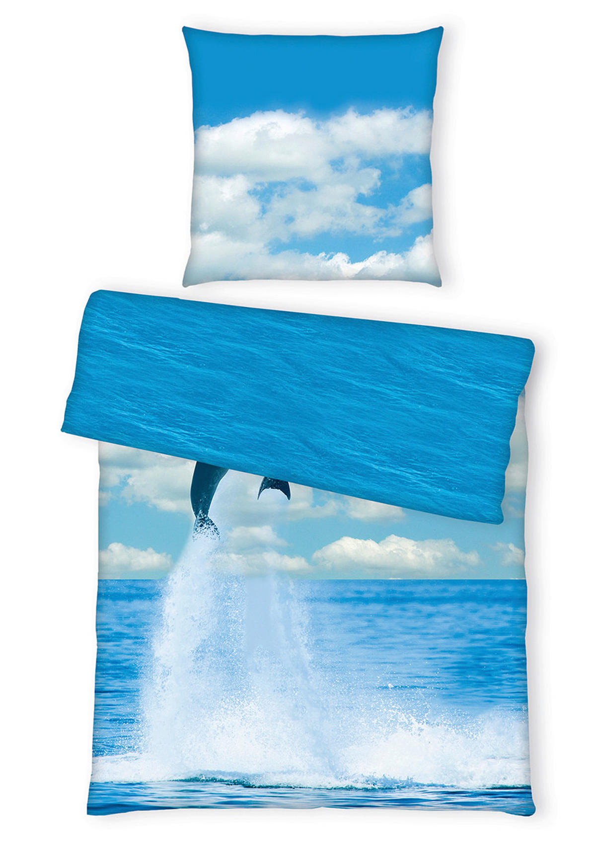 JUGENDBETTWÄSCHE DELFINE Renforcé 135/200 cm  - Blau/Weiß, Basics, Textil (135/200cm) - Herding