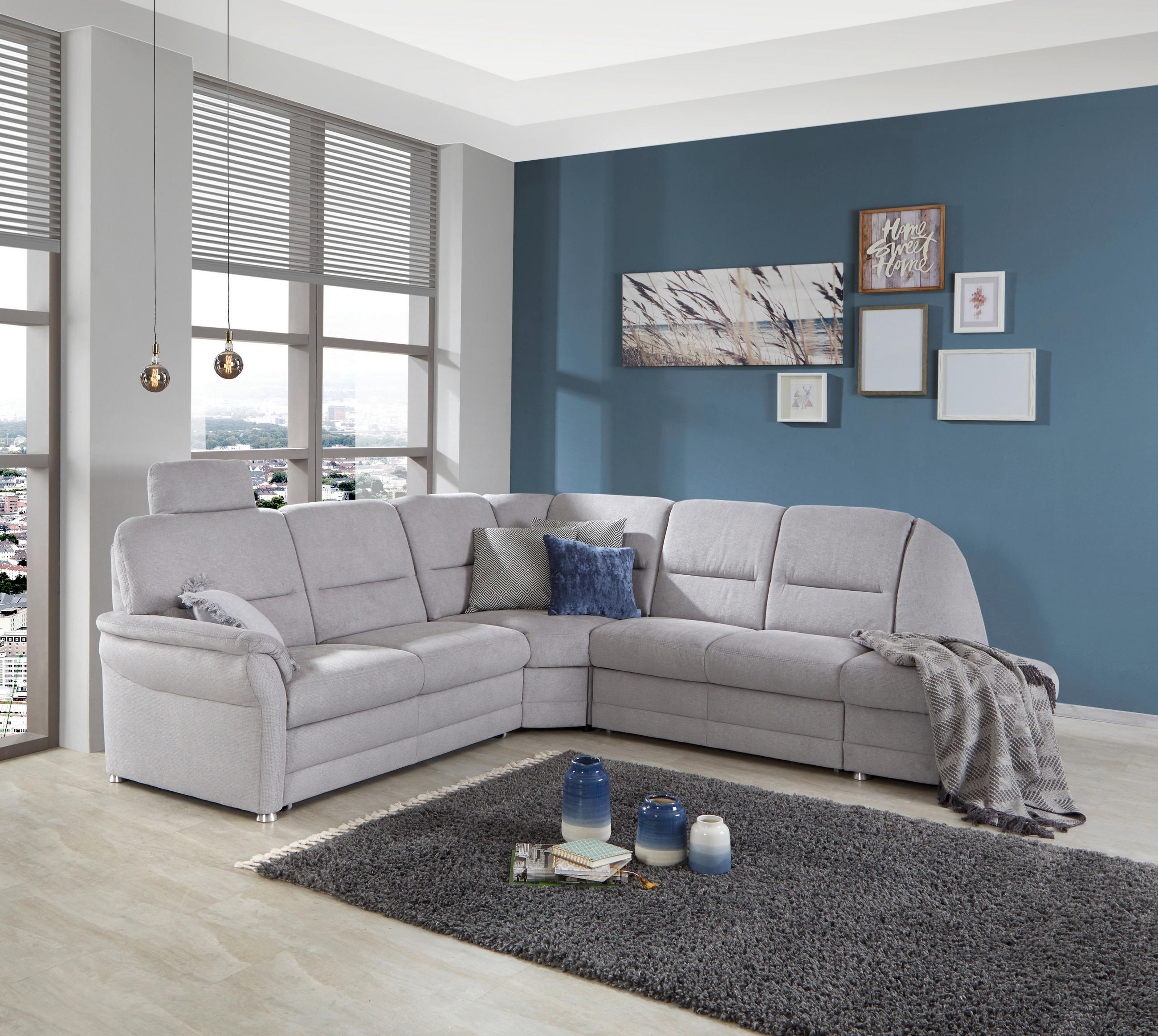 WOHNLANDSCHAFT Silberfarben  - Silberfarben, MODERN, Holz/Textil (254/274cm) - Livetastic