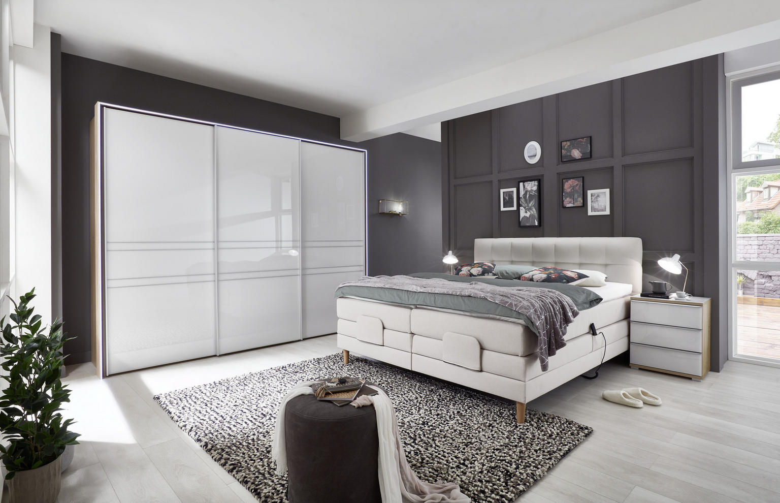 BOXSPRINGBETT 180/200 cm in Beige - Einrichtungsbeispiel